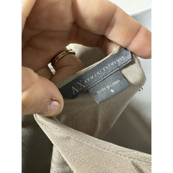 GIORGIO ARMANI 100% SILK BEIGE Short Sleeve TOP BLOUSE SIZe 6 - Picture 5 of 6